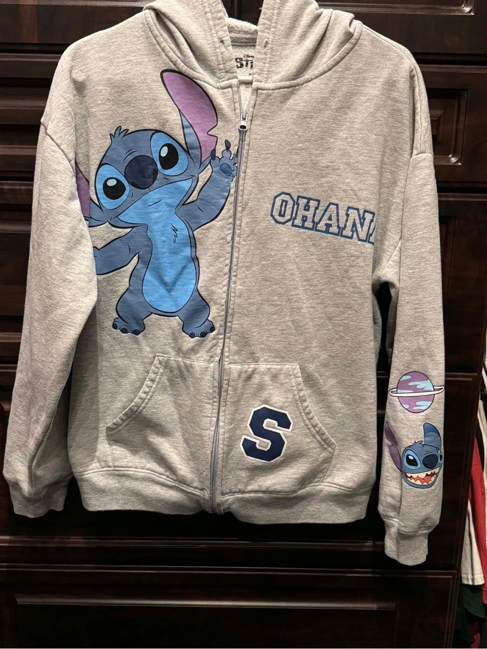 Disney Gray & Blue Stitch Zip-Up Hoodie XL